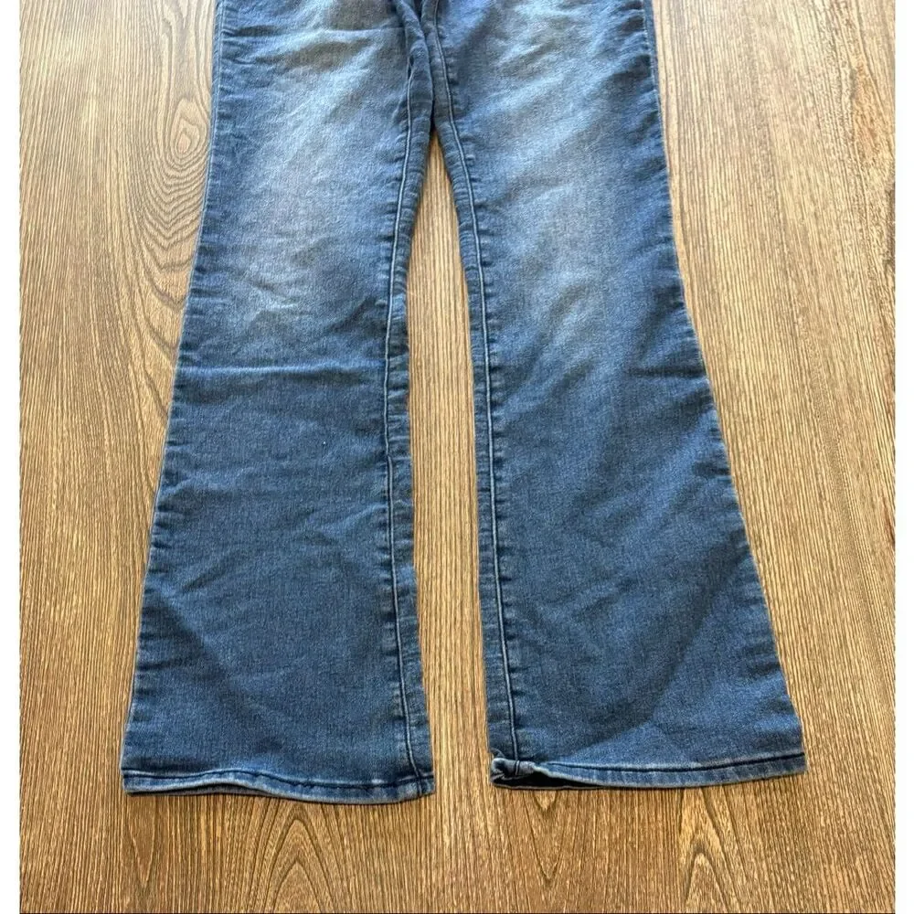1822 Denim Womens Flare Jeans High Rise Cotton Blend Medium Wash Blue Size 6